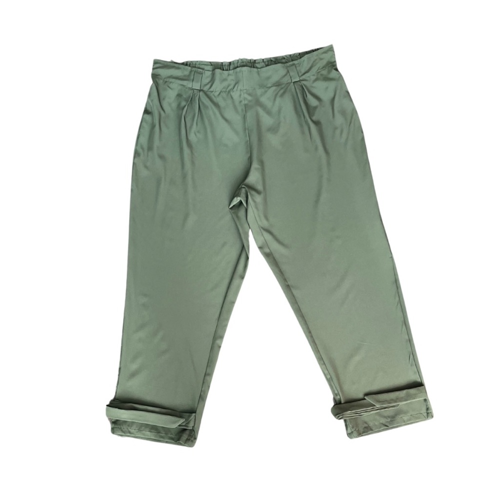 TROUSER PANTS || GATHERED ELASTIC WAIST (BACK) || ARMY GREEN || SIZE 3XL